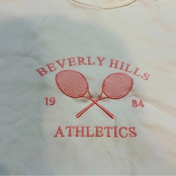 Women’s Beverly Hills Athletics White Pink Long Sleeves Sweatshirt Tennis Size S - Picture 5 of 8
